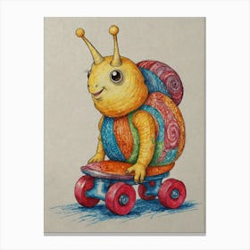 Snail On Skateboard 2 Canvas Print