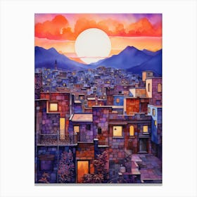 Sunset In A City Canvas Print