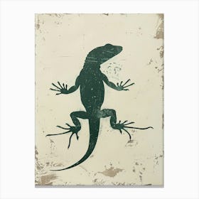 Forest Green Skinks Lizard Blockprint 1 Canvas Print