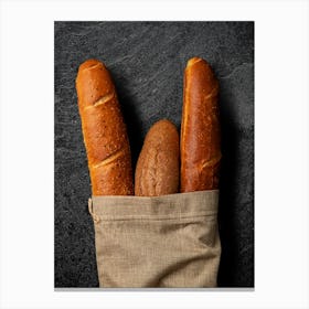 Baguette bread — Food kitchen poster/blackboard, photo art Canvas Print