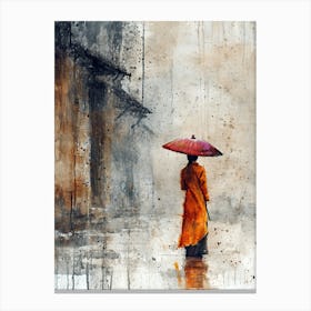 Woman Walking In The Rain, Chine Canvas Print