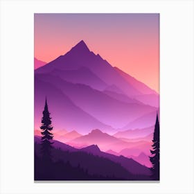 Misty Mountains Vertical Composition In Purple Tone 59 Canvas Print