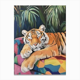 Tiger On Couch 2 Canvas Print