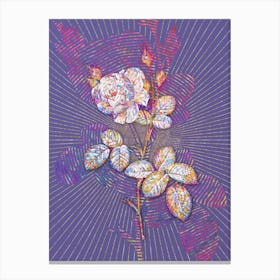 Geometric White Misty Rose Mosaic Botanical Art on Veri Peri Canvas Print