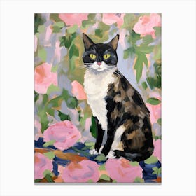 A Japanese Bobtail Cat Painting, Impressionist Painting 1 Canvas Print