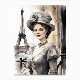Victorian Lady In Paris art print 1 Canvas Print