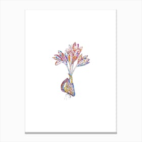 Stained Glass Autumn Crocus Mosaic Botanical Illustration on White n.0069 Canvas Print