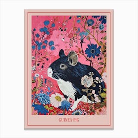 Floral Animal Painting Guinea Pig 2 Poster Canvas Print