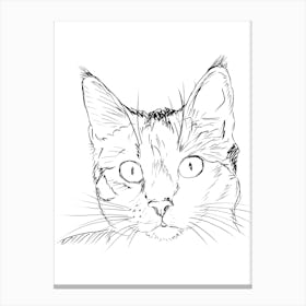 Portrait Of A Cat Monoline Simple Line Art Drawing Canvas Print