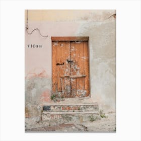 Old Wooden Door At Vico 6 In Italy Canvas Print