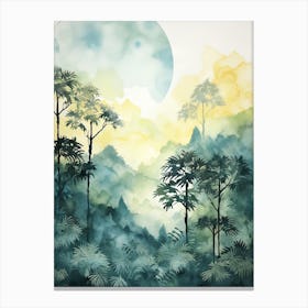 Watercolour Painting Of Borneo Rainforest   Brunei Indonesia And Malaysia 0 Canvas Print