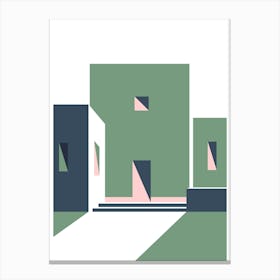 House In Green And Pink Canvas Print