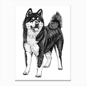 Akita Dog Line Sketch 1 Canvas Print