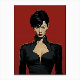 Young Asian Villain Lady In Black Canvas Print