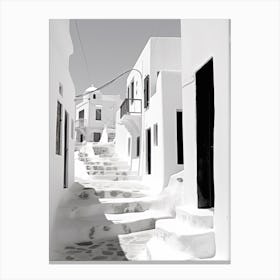 Mykonos, Greece, Photography In Black And White 1 Canvas Print