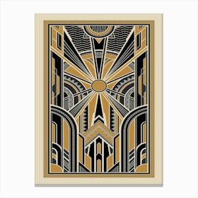 Art Deco Pattern 1 Black and Gold Canvas Print