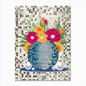 Mosaic Background With Flowers Canvas Print