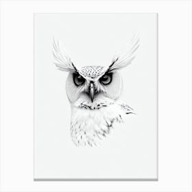 Owl B&W Pencil Drawing 4 Bird Canvas Print
