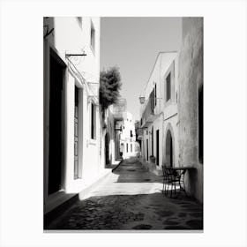 Rhodes, Greece, Mediterranean Black And White Photography Analogue 1 Canvas Print