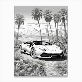 Lamborghini Huracan Tropical Line Drawing 4 Canvas Print