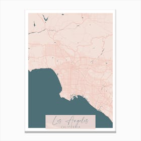 Los Angeles California Pink and Blue Cute Script Street Map Canvas Print