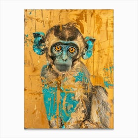Baby Monkey Gold Effect Collage 4 Canvas Print