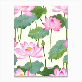 Lotus Flower Seamless Pattern 2 Canvas Print