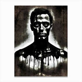 Drenched in Darkness: Digital Altered Photo Portrait Of A Man Canvas Print