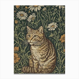 Cat In Daisies 1 Canvas Print