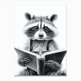 Raccoon Reading A Book 2 Canvas Print