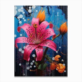Surreal Florals Fuchsia 3 Flower Painting Canvas Print