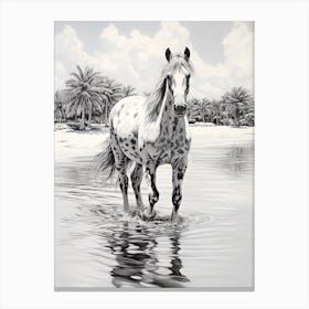 A Horse Oil Painting In Grace Bay Beach, Turks And Caicos Islands, Portrait 2 Canvas Print