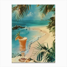 Tropical Cocktail On The Beach Canvas Print