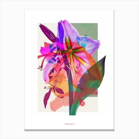 Amaryllis 8 Neon Flower Collage Poster Canvas Print