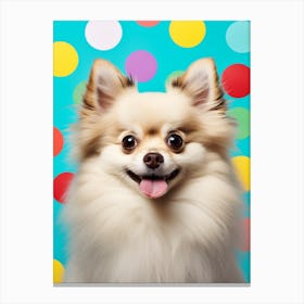 Photographic Pop Art Pomeranian Polka Dots Canvas Print