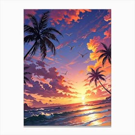 Sunset At The Beach 9 Canvas Print