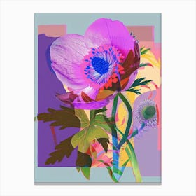 Anemone 1 Neon Flower Collage Canvas Print