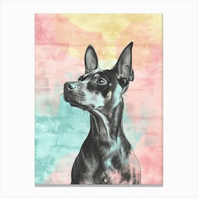 Miniature Pinscher Dog Pastel Line Watercolour Illustration  1 Canvas Print