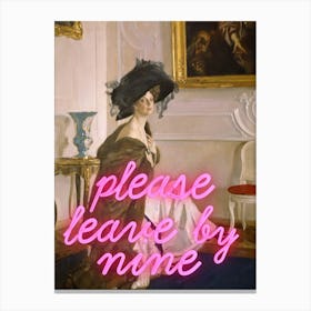 Please leave by nine - Vintage altered art - Trendy wall art decor Canvas Print