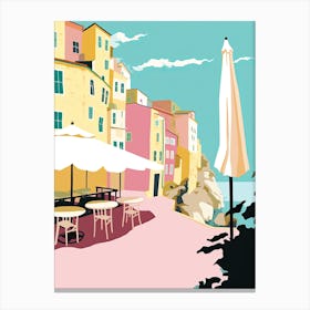 Cinque Terre, Italy, Flat Pastels Tones Illustration 2 Canvas Print