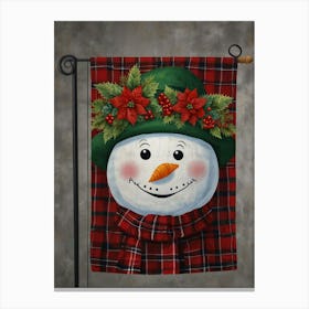 Snowman Garden Flag Canvas Print