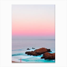 Cala Estreta Beach, Costa Brava, Spain Pink Photography 1 Canvas Print