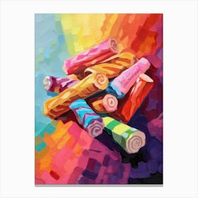 Rainbow Coloured Socks Oil Painting 3 Canvas Print