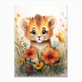 Drawing Watercolour Lion Art Painting 2 Canvas Print
