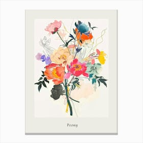 Peony 1 Collage Flower Bouquet Poster Canvas Print