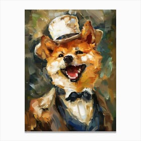 Oil Painting Smiling Shiba Inu 6 Canvas Print