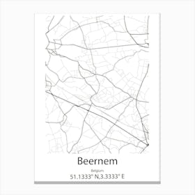 Beernem,Belgium Minimalist Map Canvas Print