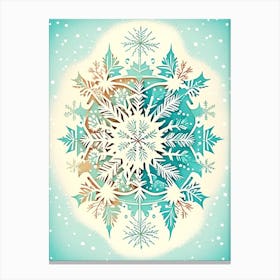 Winter, Snowflakes, Vintage Sketch 1 Canvas Print