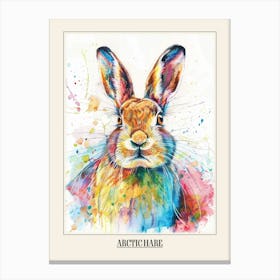 Arctic Hare Colourful Watercolour 1 Poster Canvas Print