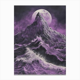 Purple Moon Over The Ocean Canvas Print